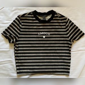 Forever 21 Black Striped Crop Top